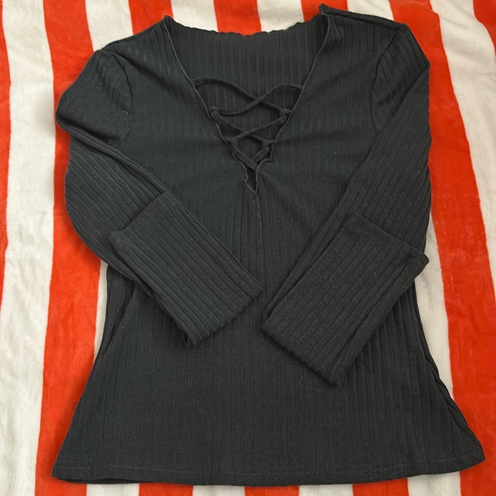 Lace Up Long Sleeve Shirt